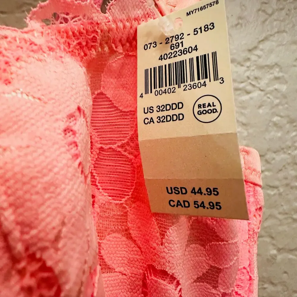 Aerie Wire Lace Pink Bra 32DDD
